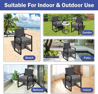 IASEAHK is Outdoor Cushions 4pcs Set, 19" x 19" x 3" Waterproof Outdoor Cushions for Patio Furniture, Outdoors Seat Cushions Set of 4 with Handle and Ties, Dark Grey