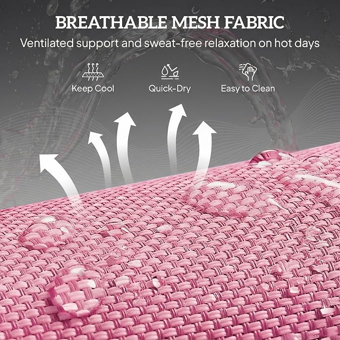 Outsunny Folding Chaise Lounge Chair, Pool Sun Tanning Chair, Outdoor Lounge Chair with Reclining Back, Breathable Mesh Seat, Headrest for Beach, Yard, Patio, Pink