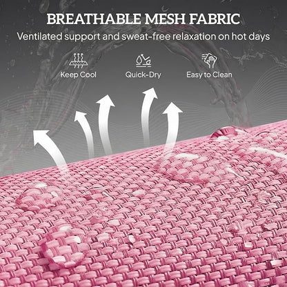 Outsunny Folding Chaise Lounge Chair, Pool Sun Tanning Chair, Outdoor Lounge Chair with Reclining Back, Breathable Mesh Seat, Headrest for Beach, Yard, Patio, Pink
