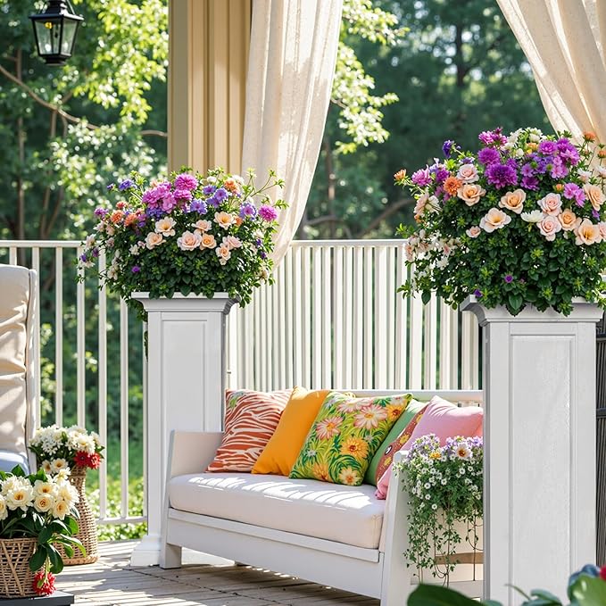 Vixzen Raised Garden Bed Outdoor,Reinforced Large Planter Box,Resin Planter Bed Box for Backyard, Patio, Balcony(Ashen 13.98 * 13.98 * 36.02)