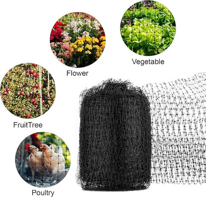 NONMON Bird Netting 5 x 100 FT Heavy Duty Garden Netting Deer Fence Netting Pest Barrier for Protect Fruit Trees, Plants and Vegetables Against Birds, Deer, Squirrels, Black