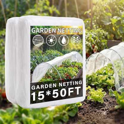 Garden Insect Netting for Raised Beds Extra Large Fruits Tree Netting Pest Barrier White Ultra Fine Mesh Row Bed Covers Net for Vegetable Fruit Protection from Insect Bird Animals(15 x 50 ft)