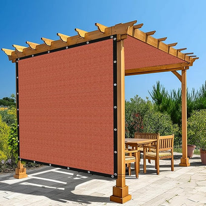 Amagenix 90% Pergola Shade Cover 8' X 10' Sun Shade Cloth with Grommets for Outdoor Garden Patio Porch, Commercial Grade 200 GSM - Cable Zip Ties Included (We Customized) GN108, Rust Red