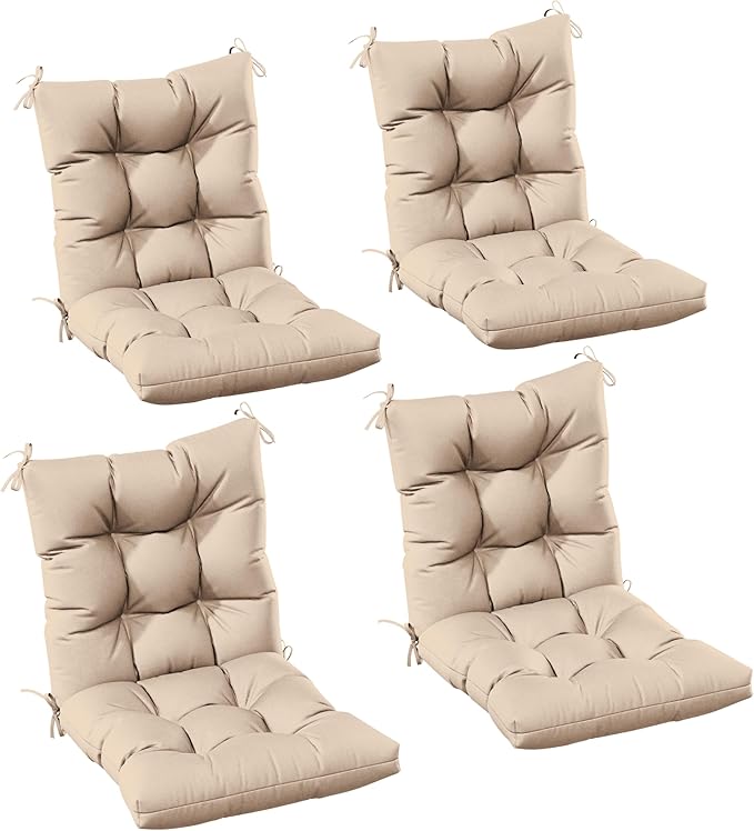 Patio Seat&Back Chair Cushions for Outdoor Furniture，Comfortable Cushions for Rocking/Dining/Lawn Chair-Set of 4