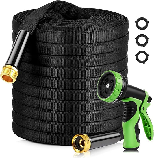 25FT Non-Expandable Garden Hose Lightweight Flexible Water Hose With Sprayer Nozzle High Pressure Kink Resistant & Leakproof Durable Portable For Yard Garden Lawn