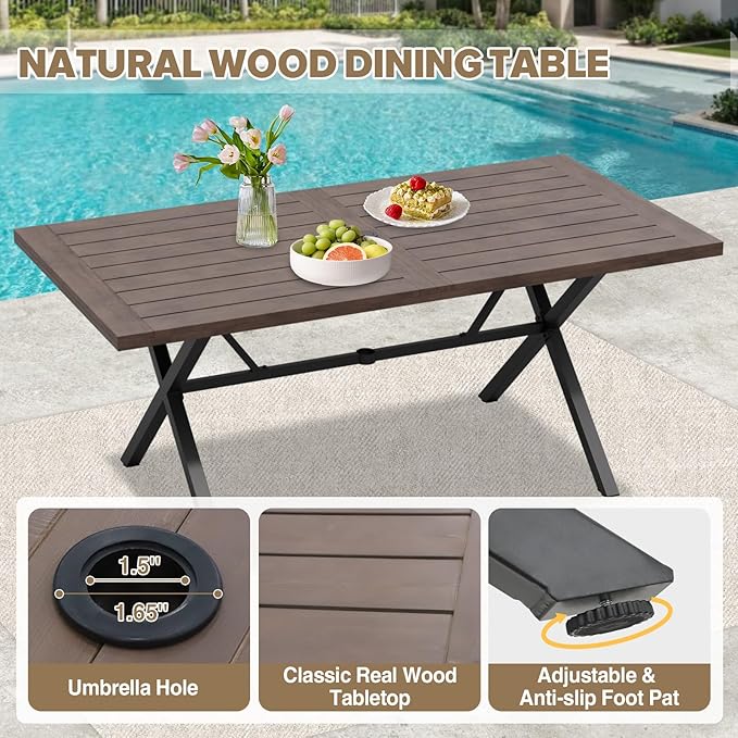 COOS BAY Echo Vibe Patio Dining Set for 6 with 4 Chairs, a Bench and a Table, 6 Piece Outdoor Dining Set, Brown/Beige