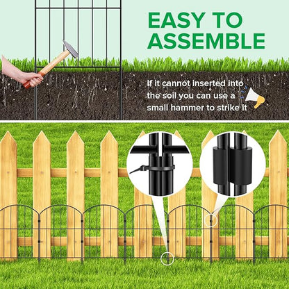 VANCASTLE Decorative Garden Fence Outdoor, 19 Panels Rustproof Metal Landscape Barrier Fence, Total 20ft (L) x 24in (H), Black Ornamental Fence for Yard, Patio, Lawn, Garden Bed, Easy to Install
