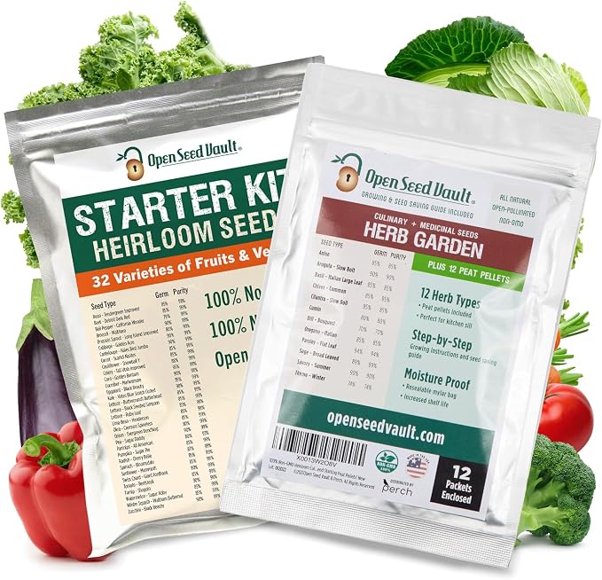 Open Seed Vault | 44 Heirloom Seed Types Variety Pack Bundle | 2026 Season | Non GMO Herbs, Vegetable and Fruit Seeds | Planting Outdoor & Indoor Garden | Gardening Starter Kit High Yield Produce