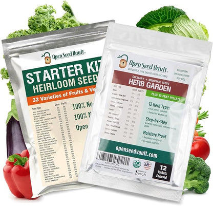 Open Seed Vault | 44 Heirloom Seed Types Variety Pack Bundle | 2026 Season | Non GMO Herbs, Vegetable and Fruit Seeds | Planting Outdoor & Indoor Garden | Gardening Starter Kit High Yield Produce