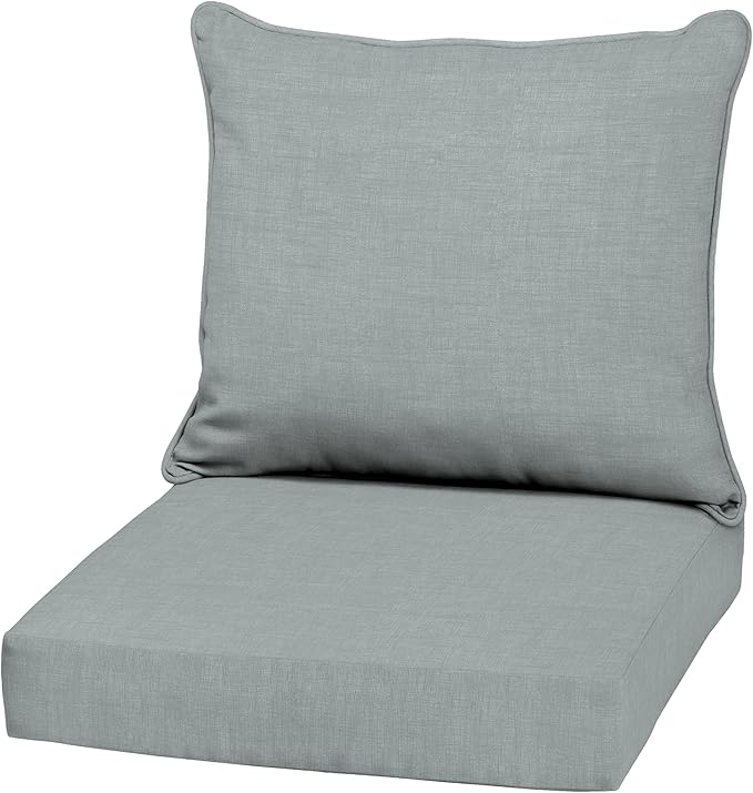 Arden Outdoor Deep Seat Cushion Set, 22 in x 24 in, Weather-Proof, Rain-Proof, Fade Resistant Patio Cushion Stone Grey Leala