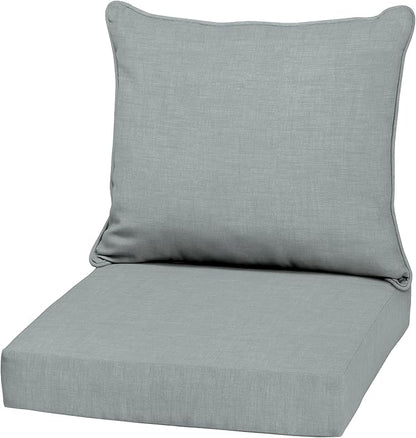 Arden Outdoor Deep Seat Cushion Set, 22 in x 24 in, Weather-Proof, Rain-Proof, Fade Resistant Patio Cushion Stone Grey Leala