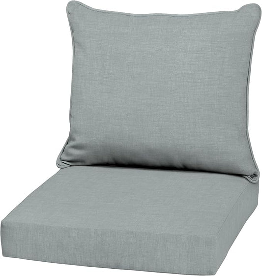 Arden Outdoor Deep Seat Cushion Set, 22 in x 24 in, Weather-Proof, Rain-Proof, Fade Resistant Patio Cushion Stone Grey Leala