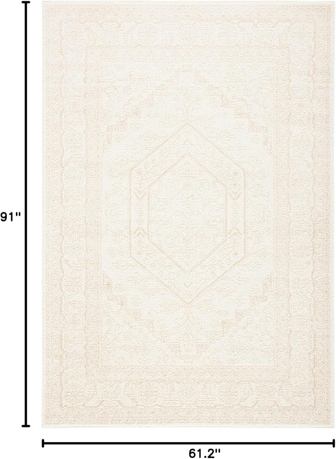SAFAVIEH Adirondack Collection Area Rug - 5'1" x 7'6", Ivory & Beige, Oriental Medallion Design, Non-Shedding & Easy Care, Ideal for High Traffic Areas in Living Room, Bedroom (ADR108E)
