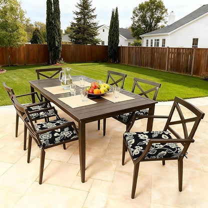 LVTXIII Outdoor Seat Cushions Set of 4 Square Corner Chair Cushions with Ties, Patio Chair Pads for Home Office and Patio Garden Furniture Decoration 19"x19"x2", Elegant Vines Black