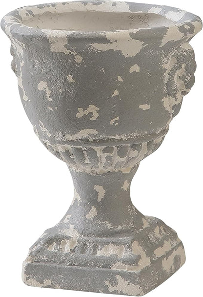 SOFE 12 Inches Tall Shabby Chic Urn Planters for Outdoor Plants, Vintage Resin Planter Pot, Flower Pot Rustic Outdoor Vases for Porch, Farmhouse Pedestal Planters