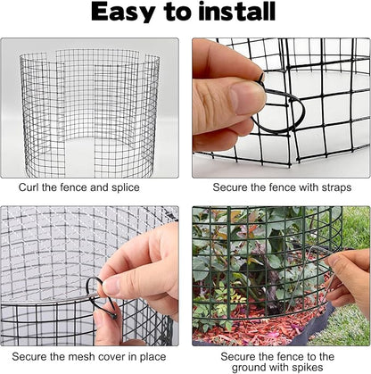 30 Pcs 24'' x 12'' Large Wire Plant Protector from Animals With Metal Cover, 10 Pack Metal Plant Cage Chicken Wire Cloche with 10Pcs Metal Covers to Keep Animals Out, Garden Protection Bunny Barricade