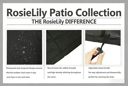 RosieLily Outdoor Chair Covers, High Back Patio Chair Covers Waterproof, Heavy Duty Patio Furniture Covers, Stackable Outdoor Bar Stool Covers, 600D, High Back-1 Pack, Black