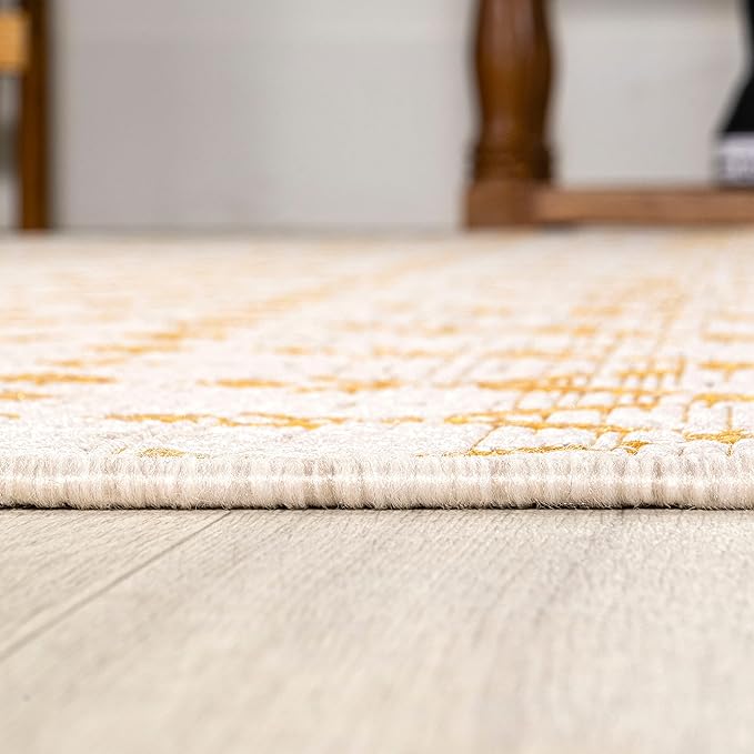 JONATHAN Y Moroccan Geometric Indoor Outdoor Runner Rug 2X10 Cream/Yellow, Ourika Textured Weave for Backyard, Patio, Porch, Easy-Cleaning, High Traffic, Pet-Friendly, Non-Shedding (SMB108J-210)