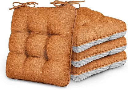 Love's cabin Memory Foam Chair Cushions Set of 4, 19"x19"x3.5" Indoor & Outdoor Seat Pads for Dining, Kitchen, Office, Patio Chairs - Terracotta