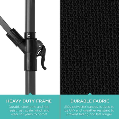 Best Choice Products 10ft Offset Hanging Market Patio Umbrella w/Easy Tilt Adjustment, Polyester Shade, 8 Ribs for Backyard, Poolside, Lawn and Garden