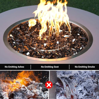 Skyflame Fire Pit Glass Rocks, 15 Pound Bronze Reflective Fire Glass for Outdoor Indoor Fire Bowl Fireplace, 1/2-Inch