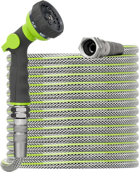 50 FT Non-Expandable Garden Hose – Heavy Duty Flexible Water Hose for Home & Yard Use, 1/2" ID, 3/4" Solid Swivel Fittings, Kink & Leak Resistant