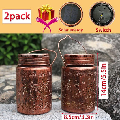 2pack Butterfly Solar Lanterns Outdoor Waterproof Hanging Solar Lights Gifts for Women Men Metal Bird Decorative LED Lanterns for Yard, Patio, Lawn, Tabletop, Garden Decor(Butterfly 2pack)