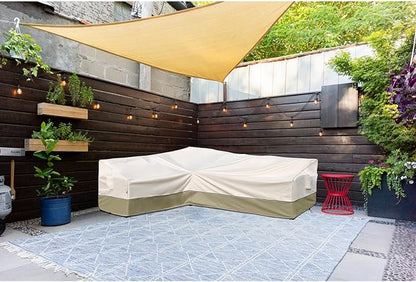Outdoor Sectional Cover - Waterproof, Rip-Stop, Anti-UV 600D Heavy Duty Outdoor Couch Cover with 3 Air Vent (L-Shaped-Left Facing-58''X85''), Light Green