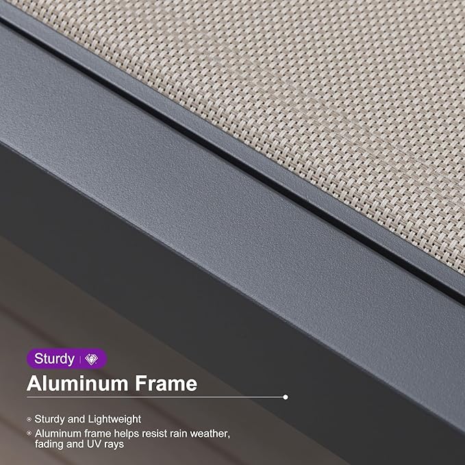 PURPLE LEAF Patio Chaise Lounge Set 2 Pieces Textilene Pool Lounge Chairs with Wheels Sunbathing Chair for Outdoor Yard (2 Taupe Lounges W/Side Table)