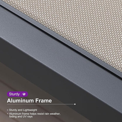 PURPLE LEAF Patio Chaise Lounge Set 4 Pieces Aluminum Outdoor Lounge Chairs with Wheels and Side Table Sunbathing Recliner Taupe