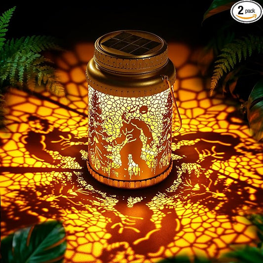 Cooo 2 Pack Solar Lanterns Outdoor Waterproof & Solar Pathway Lights Gold Wild Man Landscape Path Lights Christmas Lights Gifts for Women Mom Grandma for Garden Yard Patio Backyard Porch Decorations