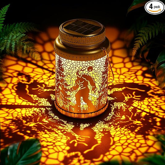 Cooo 4 Pack Solar Lanterns Outdoor Waterproof - Gold Wild Man Solar Pathway Lights Landscape Path Lights Christmas Lights Gifts for Women Mom Grandma for Garden Yard Patio Backyard Porch Decorations