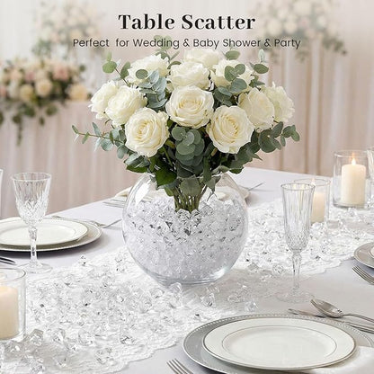 DomeStar 1000PCS Fake Ice, Acrylic Fake Diamonds Vase Filler Plastic Gems Clear Rocks for DIY craft Table Scatter Decor