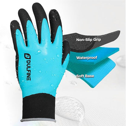 DULFINE 100% Waterproof Winter Work Gloves for Men and Women,Foam Latex Coated and Thermal Insulated Gloves for Cold Weather