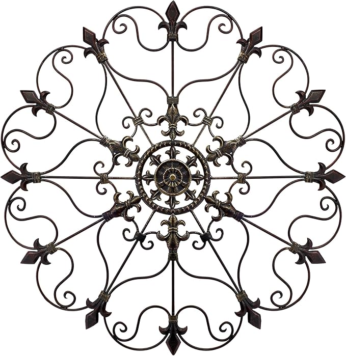 Yun&Lin Crafts Metal Solid Mounted Medallion Hand-painted Wall Decor 30"x30", Large Metal Home Wall Art for Indoor and Outdoor Settings, Vintage Christmas Decorations, Holiday Wall Decorations, Christmas Wall Art