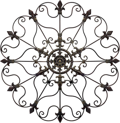 Yun&Lin Crafts Metal Solid Mounted Medallion Hand-painted Wall Decor 30"x30", Large Metal Home Wall Art for Indoor and Outdoor Settings, Vintage Christmas Decorations, Holiday Wall Decorations, Christmas Wall Art