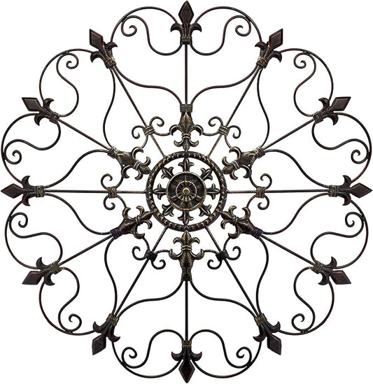 Yun&Lin Crafts Metal Solid Mounted Medallion Hand-painted Wall Decor 30"x30", Large Metal Home Wall Art for Indoor and Outdoor Settings, Vintage Christmas Decorations, Holiday Wall Decorations, Christmas Wall Art
