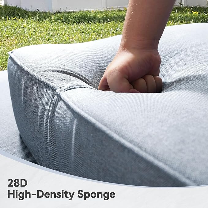 Luxury 6" Outdoor Cushions for Patio Furniture, 24x24x6" Thick Seat Cushion Set of 2, Fade Resistant Couch Chair Replacement Cushions High Density Wicker Chair Cushion w/ Removable Cover Baby Blue
