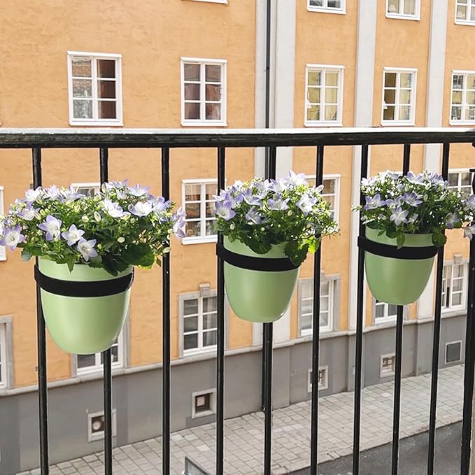 Railing Planter for Outdoor Plants (6-inch, 3-Pack) | Hanging Planter for Railings, Fence Posts | Balcony Wall Planter for Herbs, Flowers and Succulents | Made in The USA