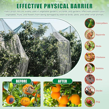 10 X 33 FT Thicker Garden Mesh Netting Pest Barrier for Raised Beds, Black Fruit Tree Netting for Cicadas, Bird Insect Blueberry Bush Strawberry Netting Cover for Garden Protection, Shading Rate 30%
