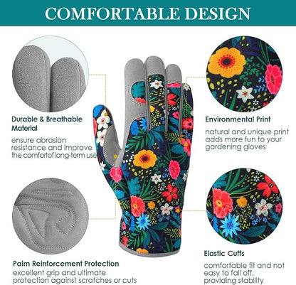 Trifabricy Gardening Gloves for Women, Breathable Leather Garden Gloves with Grip, Thorn-Proof Puncture-Resistant Work Gloves