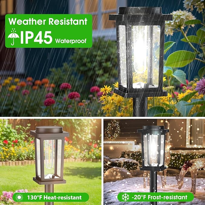 Melunar Solar Pathway Lights Outdoor, 12 Pack Solar Powered Garden Lights Waterproof, Auto On/Off Outdoor Landscape Lights for Patio, Walkway, Driveway, Lawn, Pool Decor. (Cold White)