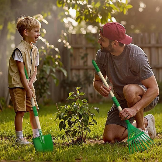 Kids Gardening Tools Set,7Pcs Gardening Set for Kids with Shovel, Rake, Leaf Rake,Summer Outdoor Backyard Farm Digging Weed Toys Beach, Sand, Garden Play Set Birthday Gift for Boys Girls