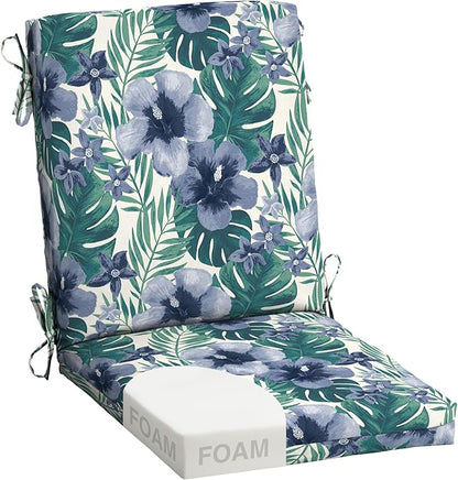 Arden Foam Outdoor Dining Chair Cushion, 20 x 44, Premium High-Density Foam, Never Flattens, Weather-Proof for Outdoor Chairs, Salome Tropical