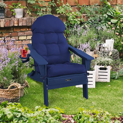 FUNBERRY Patio Chair Cushions Set of 4, Thicken Comfy Cushions for Rocker Non Slip Fade Shield Waterproof High Back with Ties