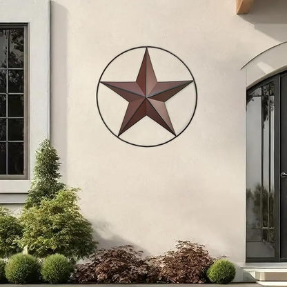 JoyEvy 24.5" Red Large Barn Star Wall Decor-Americana Exterior House Decor-Metal Star for Outside Texas Stars Art Rustic Vintage Western Country Home Farmhouse Wall Decoration