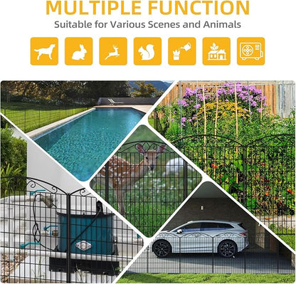 15 Panels No Dig Dog Fence Outdoor for Yard, 33in(H) x 32.5ft(W) Tall Animal Barrier Fencing Panels, Rustproof Ground Stakes Temporary Wire Screen for Patio