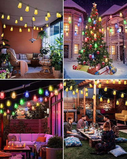 litogo 60FT Color Changing Outdoor String Lights with Remote - Dimmable LED RGB Patio Lights for Outside with Shatterproof Waterproof Edison Bulbs for Yard Gazebo Party Wedding Holiday