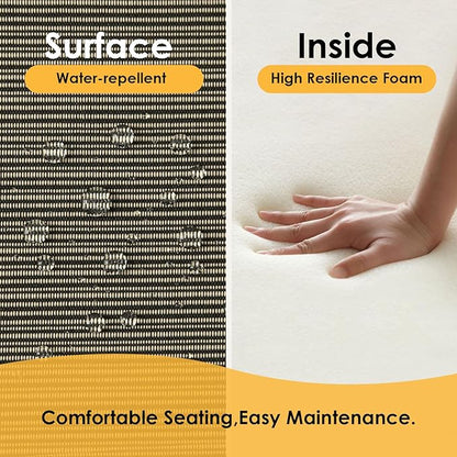 Outdoor Cushions for Patio Furniture Set of 2, 24"x24" Water Repellent Chair Cushions Removable Seat Bottom & Back Cushion Covers for Chair, Sofa, Couch, Dark Black Tan Stripe