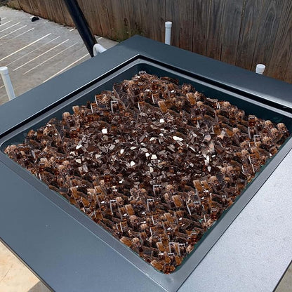 VEVOR Fire Glass, 10 LBS / 4.5 KG High-Temperature Resistant Fireplace Rocks, 1/2-Inch / 12.7 mm Reflective & Smokeless Firepit Glass Rock, High Luster Stone Landscaping for Fire Pit Table, Copper